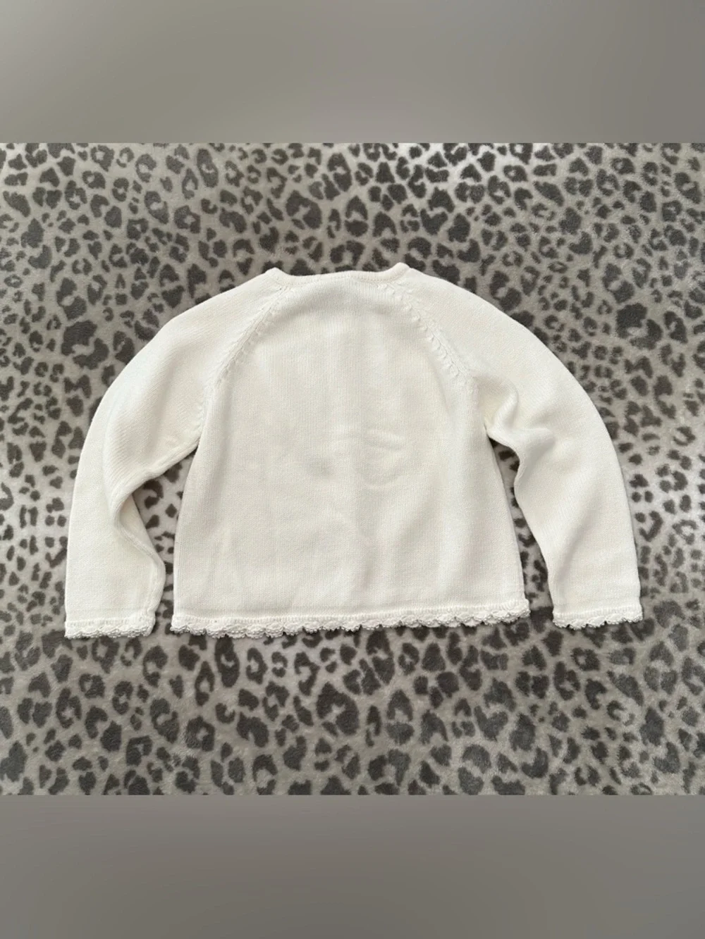 2001 Gymboree Off White Cream Button Up Sweater Bead Details Size 5 Large